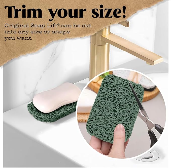 Soap Bar Holder - Flexible Shower Tray with Self-Draining Design - Soap Saver Pad Made of BPA-Free Bioplastic - Handmade Soap Lifts for Bar Soap, Dishes, Shower & Bathroom Sink - 2-Pack (Sage Color)