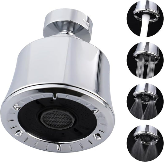 iFealClear Kitchen Sink Faucet Head with Metal Ball Joint, 360° Swivel Faucet Sprayer Head, Big Angle Sink Faucet Aerator Adapter 55/64-27UNS Female Thread, 4 Spray Modes, Extra Metal Adapters, Chrome