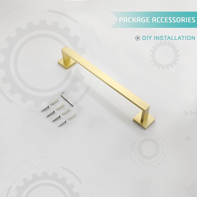 LANC 16-Inche Gold Towel Bars for Bathroom Wall Mounted Total-18 Brushed Gold Bath Towel Racks Stainless Steel Towel Rods for Kitchen Bathroom Hand Towel Holder Towel Hanger, A8804BG-4P1