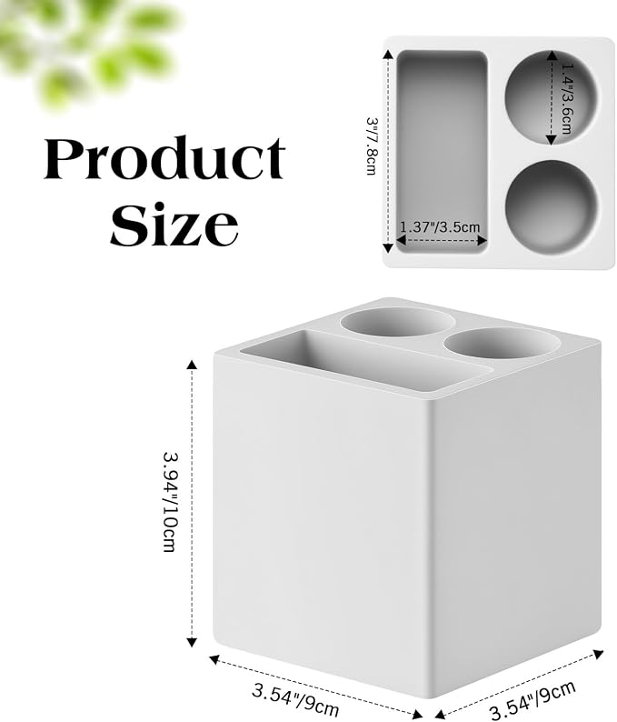 Luxspire Toothbrush Holder, 3 Slots, Light Gray | Diatomite, Fast Drying, Toothbrush Holders for Bathroom, Toothbrush and Toothpaste Holder for Countertop