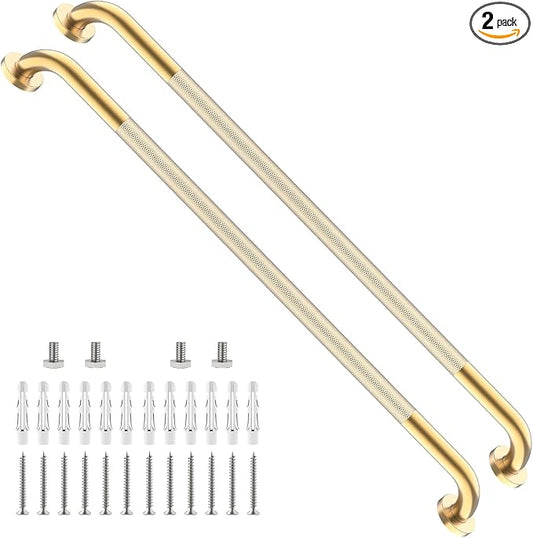 Brushed Gold Shower Grab Bar w/Anti-Slip Knurled Grip 40 Inch,YuanDe Stainless Steel Bathroom Grab Bars, Handicap Injury Elderly Senior Assist Support Shower Handle