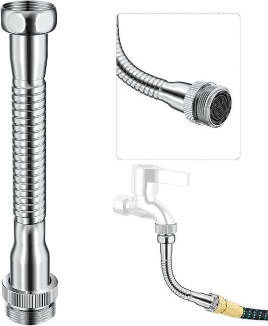 Faucet Extender Garden Hose Adapter Hose Protector, Flexible Kitchen Sink Faucet Adapter to Garden Hose for Male 3/4 Inch & 55/64 Inch to 3/4 Inch GHT