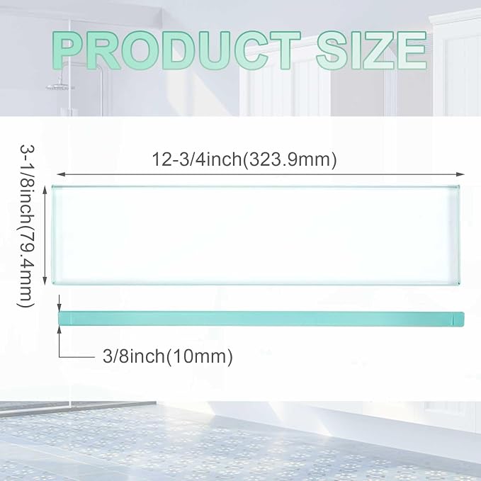 AceOrbit 2 Pcs 3-1/8 x 12-3/4 x 1/2 Inch Glass Shower Shelf for Shower Niche Break-Resistant Easy Install Clear Glass Support Plate for DIY Storage Decor