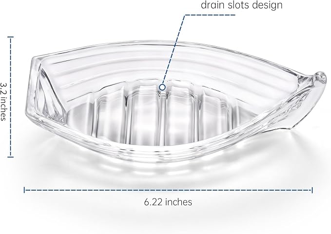 Boat Clear Glass Soap Dish with Drainage,Bar Soap Holder | Self Draining Soap Dish for Shower,Soap Tray,Soap Holder for Bathroom Sink,Vanity&Kitchen,Beach Theme Bathroom Accessory.