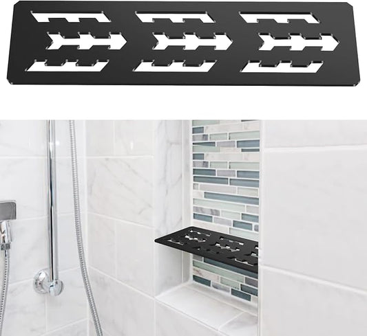 Rectangular Shelf for 12 Inch Tile Prefabricated Niches, Shower Niche Shelf with Frosted Anodized Aluminum Finish, Fits 1/8 inch Grout Lines Shower Niche Insert