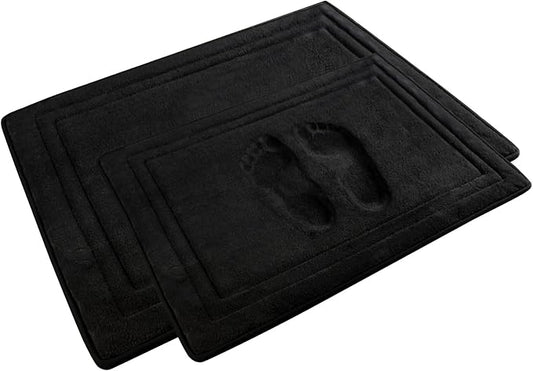 Black Bathroom Rug Set 2 Piece Memory Foam Microfiber Bath Mat | Non Slip Washable Floor Mats Soft Absorbent Plush Microfiber Shower Tub Bathrug Blush