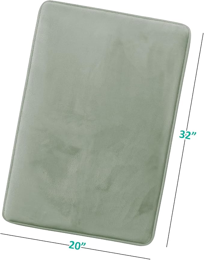 Clara Clark Bathroom Rugs, Velvet Memory Foam Bath Mat, Non-Slip Bath Rugs, Machine Wash, Dries Quickly, Ultra Soft Plush Bath Mats for Bathroom, 20 x 32, Ice Green