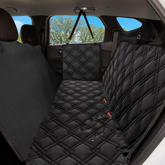 Dog Car Seat Cover, X-Large Heavy Duty Pet Seat Cover for Back Seat, Extra Padded Non-Slip Dog Hammock, Water-Resistant Back Seat Protector for Cars Trucks and SUVs (64” W x 60" L)
