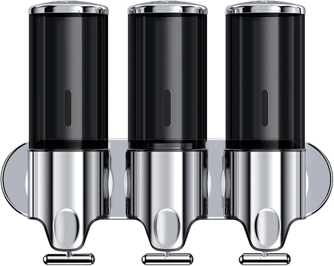 Shower Soap Dispenser,Shampoo and Conditioner Dispenser | Shower Dispenser 3 Chamber No Drill,Wall Mounted Refillable Bottles,Shower Accessories for Bathroom,RV&Hotel,16.9 oz 3 in 1