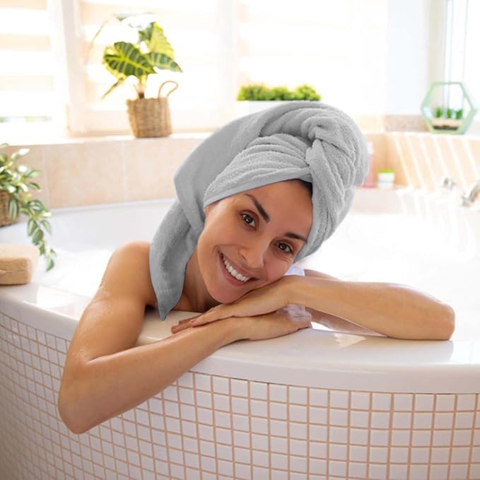KAHAF COLLECTION 6 Pack Bath Towels Set (27 x 54 Inches) 100% Ring Spun Cotton, Lightweight, Quick Dry, Highly Absorbent Towels (Light Grey, (27x54) Inches)