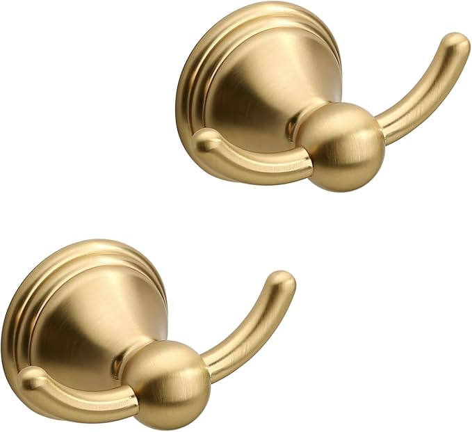 Asidrama 2 Packs Champagne Bronze Robe Towel Hook Bathroom Hooks 8706