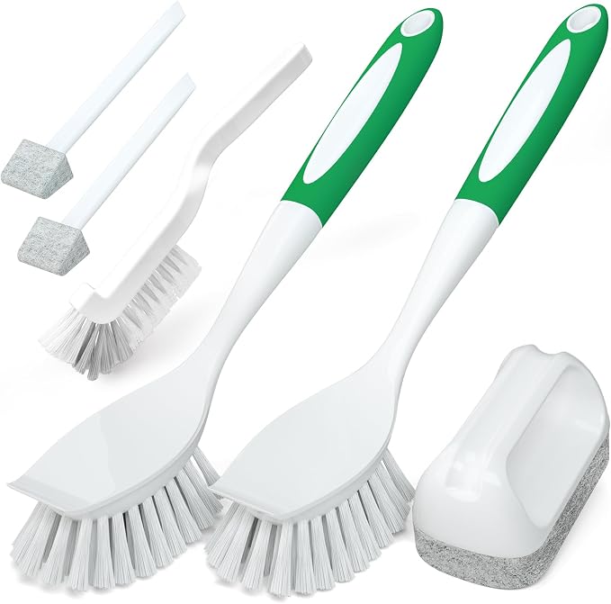 Holikme Dish Brush Cleaning Brush Set for Cleaning Groove Gap,Green | Dish Brush Set Cleaning Brush Set, Scouring Pad for Cleaning, Groove Gap Brushes for Pot, Pan, Abrasive Wheel Brushes