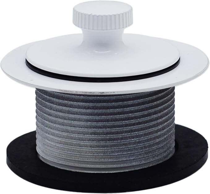 Westbrass D3324-50 1-1/2" NPSM Pull & Drain Bathtub Plug, Coarse Thread, Powder Coat White