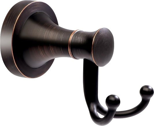 Bronze Towel Hooks, Bathroom Robe Hook Oil Rubbed, Heavy Duty Double Towel Hooks Bath Farmhouse Coat Clothes Hook Wall Mounted Rustic for Bathroom Kitchen Washroom