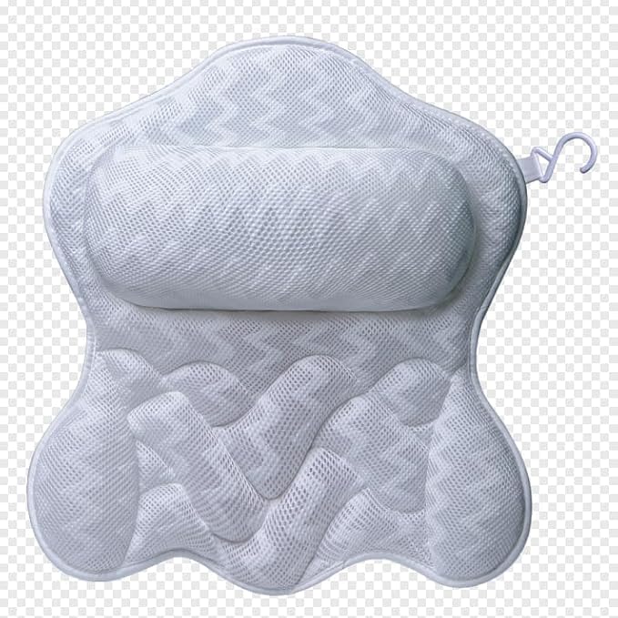 Bath Pillow for Tub,Bathtub Pillow,Bath Pillows for tub Neck and Back Support,4D Mesh Fabric Strong Suction Waterproof Relaxing Headrest,Bath Accessories Spa Gifts