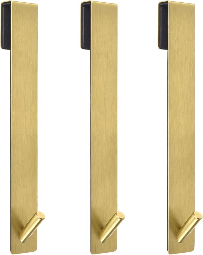 Kontoyo Shower Door Hooks(10 Inch),Extended Over Door Hooks for Bathroom Frameless Glass Shower Door,Stainless Steel Towel Hooks,Heavy Duty Rack Hooks for Robe,Towel-3 Pack-Gold