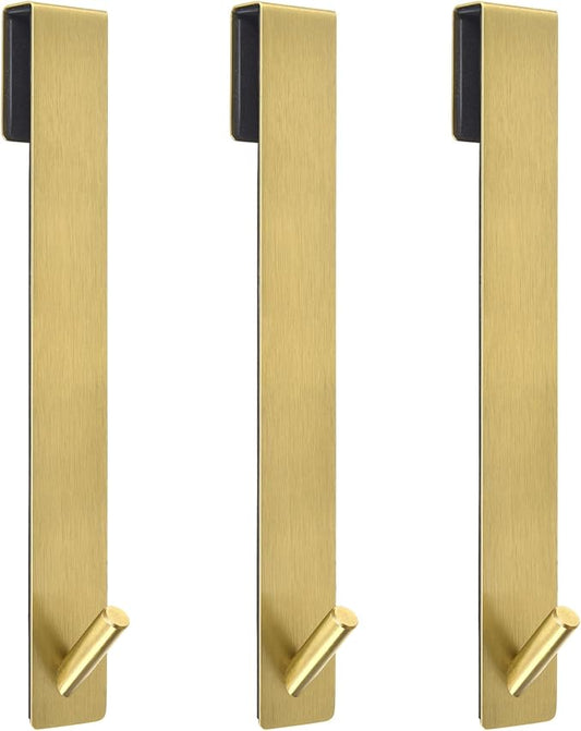 Kontoyo Shower Door Hooks(10 Inch),Extended Over Door Hooks for Bathroom Frameless Glass Shower Door,Stainless Steel Towel Hooks,Heavy Duty Rack Hooks for Robe,Towel-3 Pack-Gold