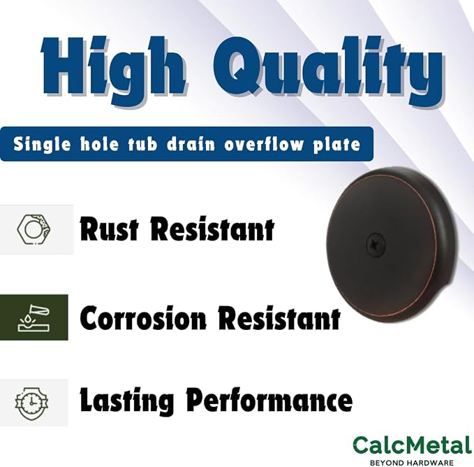 Single Hole Bathtub Drain Overflow Plate with One Matching Screws, Easy to Install, Venetian Bronze