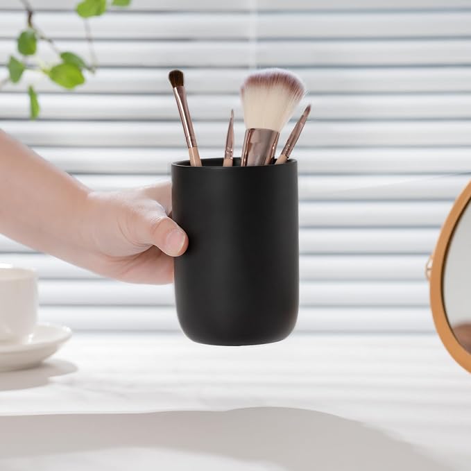 Bathroom Ceramic Toothbrush Cup, Matte Black Toothbrush Cup Holder, Bathroom Storage Organizer