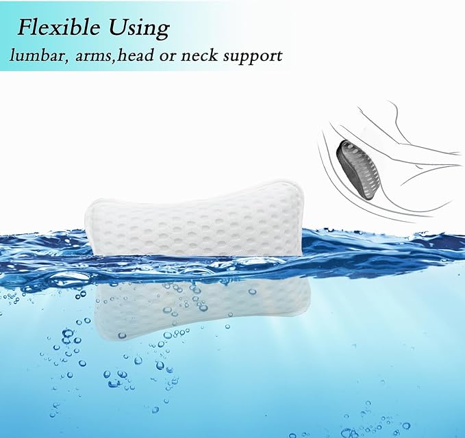 Bath Pillows for tub,Home Spa Pillows for Bathtub, Hot Tub,Head and Neck Support with 2 Strong Suction Cups,White