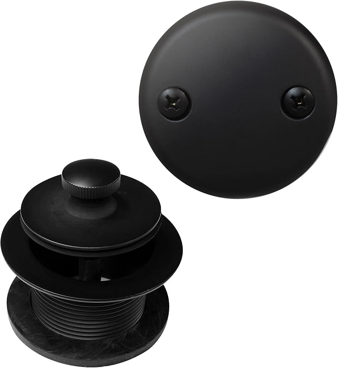 Westbrass Twist & Close Tub Trim Set with Two-Hole Overflow Faceplate, Matte Black, D94-2-62