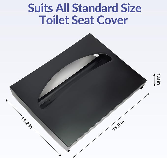 Stardrix Stainless Steel Toilet Seat Cover Dispenser, Wall Mount Single or 1/2 Fold Large Capacity Toilet Seat Covers Holder for Commercial and Residential, Matt Black
