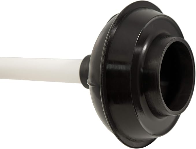Plumb Craft Toilet and Drain Plunger with Holder Combo, Black/White