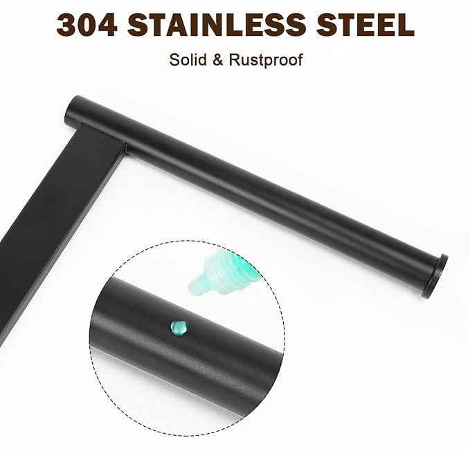 Hand Towel Holder Stand for Bathroom, L- Shaped Standing Hand Towel Rack, Towel Bar Kitchen Vanity Countertop Organizer, SUS304 Stainless Steel Material, Marble Base (Matte Black)