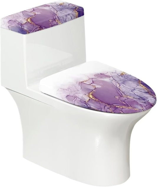 Purple Marble Toilet Lid Covers for Bathroom Set Toilet Covers Elongated Comfortable 2-Piece Bathroom Gifts