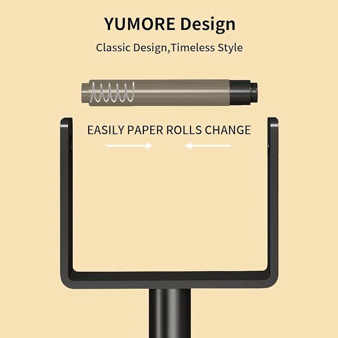 Heavy Duty Toilet Paper Holder Stand, Extra-Weighted Base No Tipping | Stainless Steel Toilet Paper Stand, Free Standing Floor Tissue Roll Holder for Bathroom, Matte Black 200UP