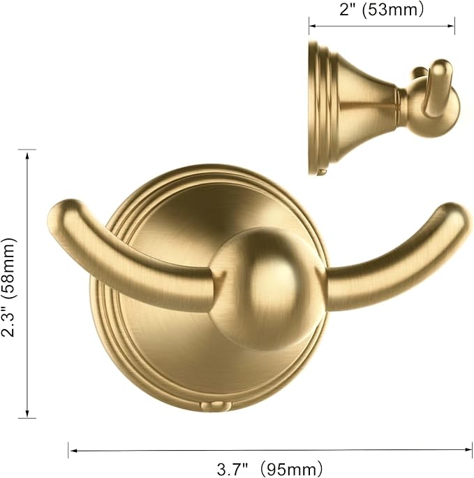 Asidrama 2 Packs Champagne Bronze Robe Towel Hook Bathroom Hooks 8706
