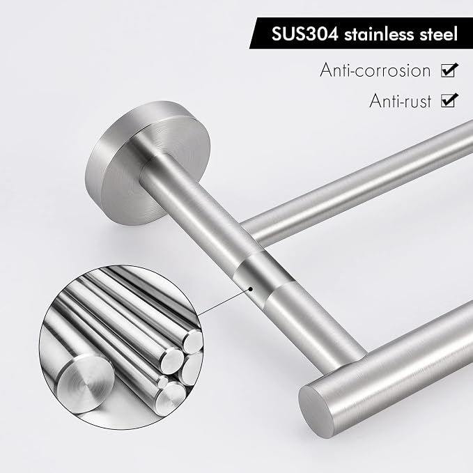 KES Double Towel Bar 33 Inch, Towel Racks for Bathroom Towel Holder SUS304 Stainless Steel Rustproof Wall Mounted Brushed Finish, A2001S86-2