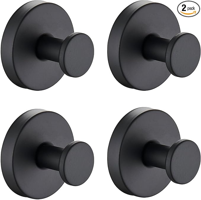 Suction Cup Hooks for Shower, Wreath Hangers for Front Door, Glass Door & Window - Strong Towel, Bath Robe, Loofah Hook Holder for Hanging up to 15 lbs - Waterproof (Black, 4 Pack)