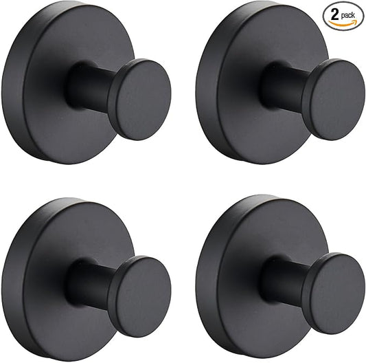 Suction Cup Hooks for Shower, Wreath Hangers for Front Door, Glass Door & Window - Strong Towel, Bath Robe, Loofah Hook Holder for Hanging up to 15 lbs - Waterproof (Black, 4 Pack)