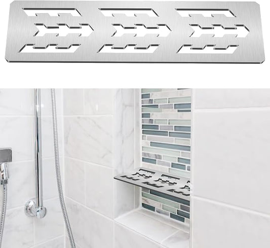 Rectangular Shelf for 12 Inch Tile Prefabricated Niches, Shower Niche Shelf with Brushed Anodized Aluminum Finish, Fits 1/8 inch Grout Lines Shower Niche Insert