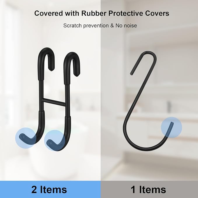 Homevacious 2 Pack Shower Door Hooks Towel Hooks for Bathroom Frameless Glass Shower Door SUS 304 Stainless Steel Drilling-Free Hanger Shower Hooks- Matte Black
