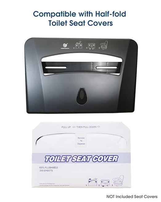 Toilet Seat Cover Dispenser, Dark Grey, 2-Pcs | Wall Mounted, Compatible with Half-fold