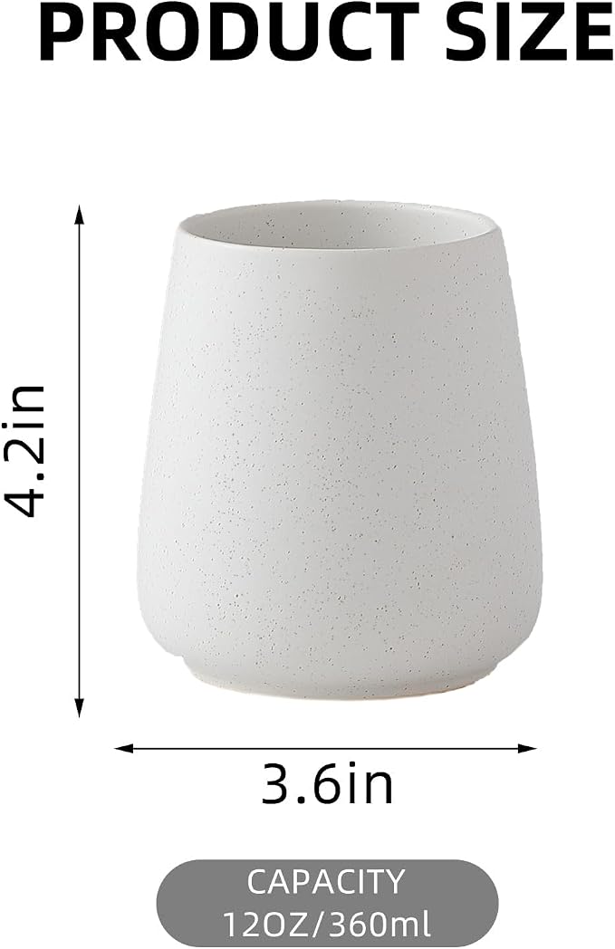 Speckled White Ceramic Toothbrush Holder - Bathroom Tooth Brushing Holders, Toothbrush Cup, Toothpaste Organizer for Bathroom Countertop, Makeup Brush Holder, Pen Holder for Home Desktop Storage