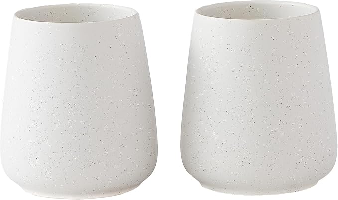 Speckled White Toothbrush Holder Set - 2Pcs Bathroom Ceramic Tooth Brushing Holders, Toothbrush Cup, Toothpaste Organizer for Countertop, Makeup Brush Holder, Pen Holder for Home Desktop Storage