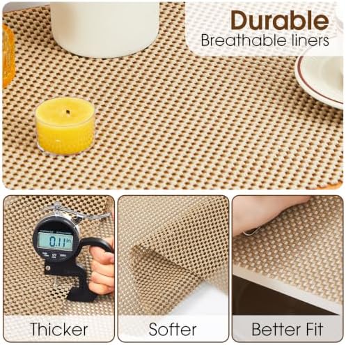 Shelf Liner for Kitchen Cabinets and Drawers, Beige, 18" x 120"