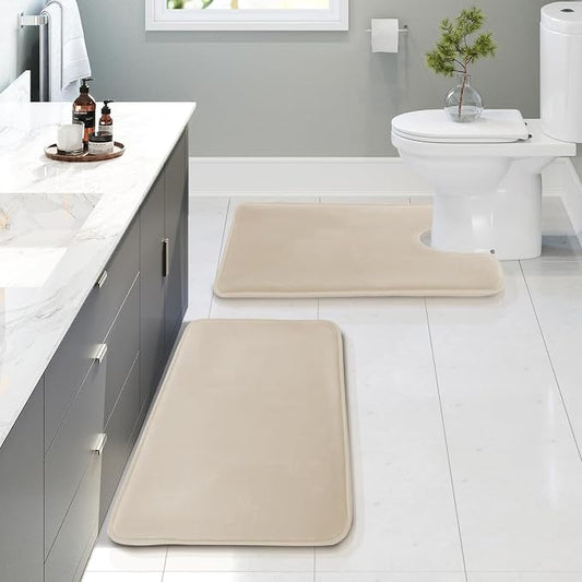 Clara Clark Bathroom Rugs, Velvet Memory Foam Bath Mat, Non-Slip Bath Rugs, Machine Wash, Dries Quickly, Ultra Soft Plush Bath Mats for Bathroom,