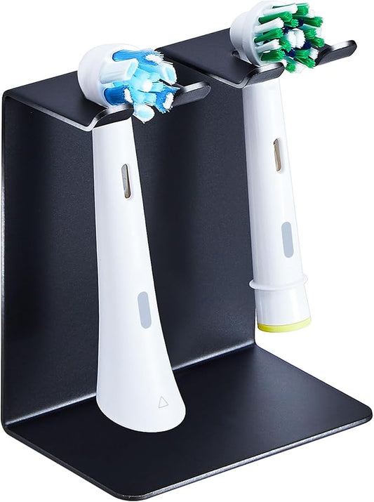 Electric Toothbrush Head Holder, Oukimly Toothbrush Holder Wall Mounted or Desktop, Metal Tooth Brush Holder, Shower Brush Head Holder, Electric Toothbrush Holder for Bathroom (Black, Small)