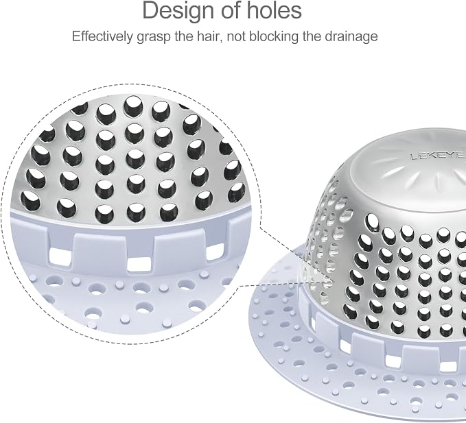 LEKEYE Shower Drain Hair Catcher/Bathtub Drain Cover/Drain Protector for Pop-Up & Regular Drains(Light Blue)