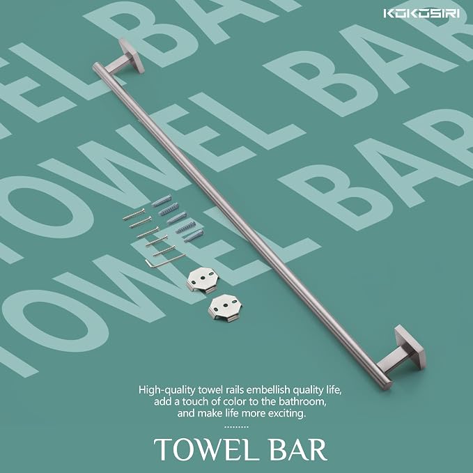 KOKOSIRI Towel Holder Bathroom Accessory Towel Bar for Bath Kitchen Towels Rail 36 Inch Brushed Nickel Stainless Steel B4005BR-L36