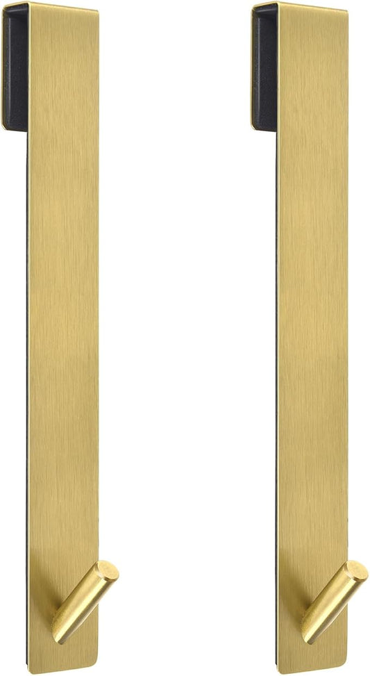 Kontoyo Shower Door Hooks(10 Inch),Extended Over Door Hooks for Bathroom Frameless Glass Shower Door,Stainless Steel Towel Hooks,Heavy Duty Rack Hooks for Robe,Towel-2 Pack-Gold