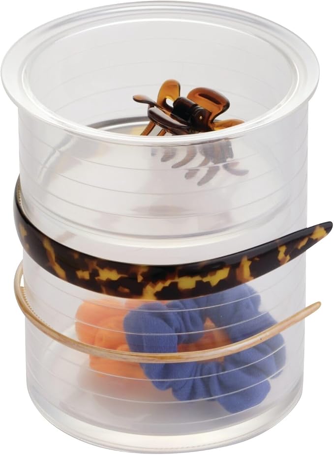iDesign Clarity Collection Hair Accessories Organizer Canister, Clear | 6" x 6" x 7"