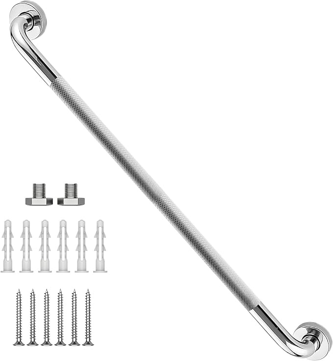 36 Inch Shower Grab Bar, 1.25" Dia Chrome Anti Slip Safety Bars, 304 Stainless Steel Bathroom Handrail, Handicap Grab Bars for Wall, Shower Grip Handle for Seniors Elderly Injury Assist Bath