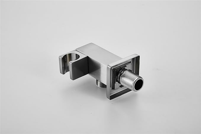 Hand Held Shower Head Holder with Hose Connector 1/2 NPT Adjustable Shower Wand Holder Wall Mount Handheld Shower Handle Sprayer Holder Shower Hose Adapter Shower Elbow with Spray Head Bracket Brushed