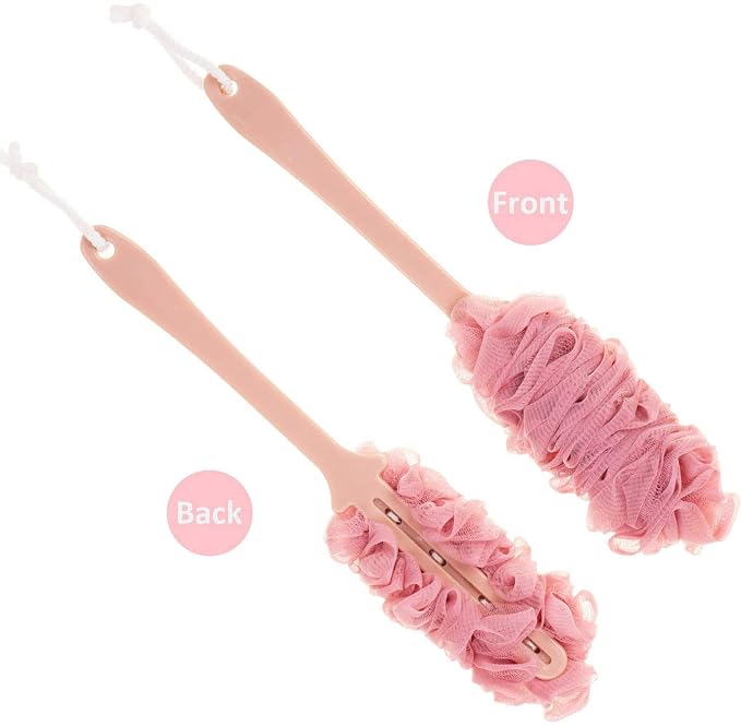 Back Scrubber for Shower,Loofah Long Handle Bath Body Brush,Soft Nylon Mesh Sponge for Shower,Loofah On a Stick for Men Women,Exfoliating Scrub Cleaning Luffa for Elderl(3Pack-Mix)
