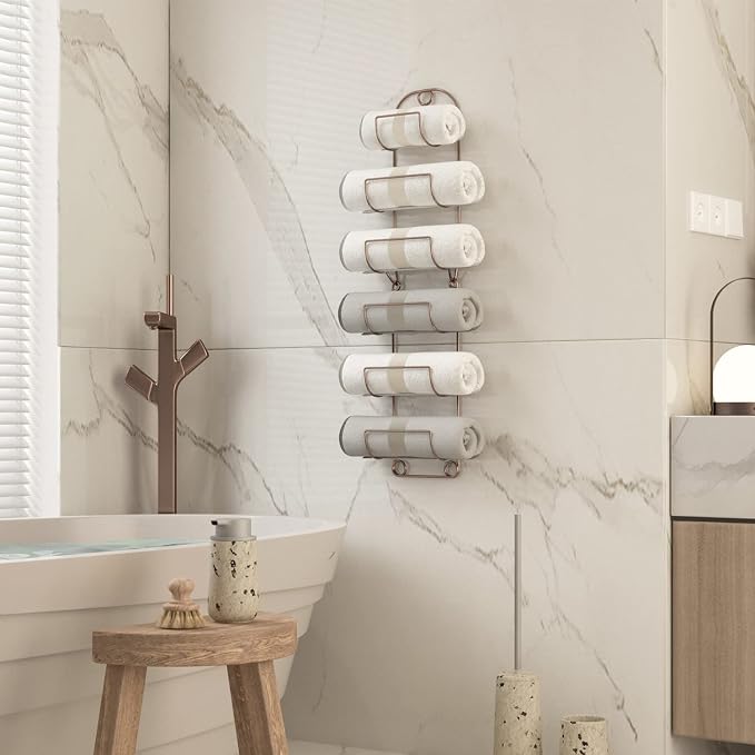 Towel Racks for Bathroom Wall Mounted Metal Wine Rack Towel Shelf Towel Holder for Bath Antique Bronze